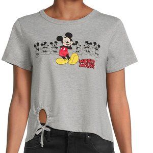 Oh Mickey ! Mickey Mouse Cropped T-Shirt with Ruched O-Ring Grey size XL (15/17)